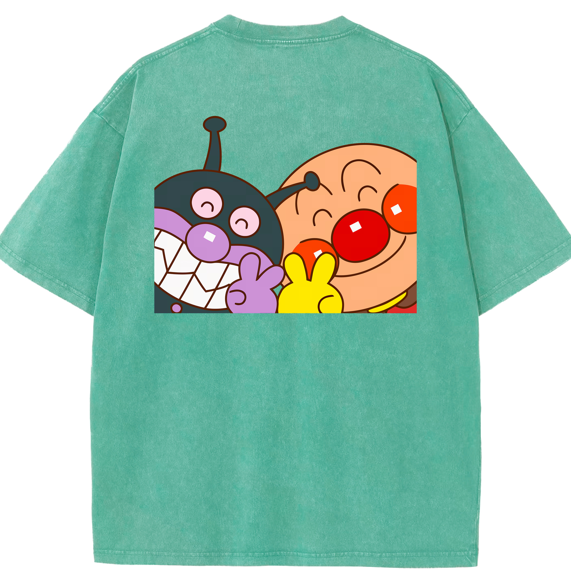 （画像用） アンパンマン Anpanman 綿100% ヴィンテージ風 半袖Tシャツ（背面プリント）